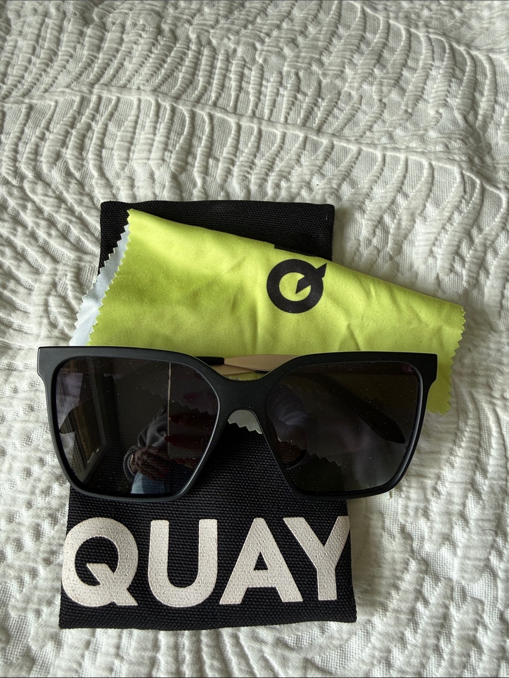 Quay Australia Black Oversized Square Sunglasses
